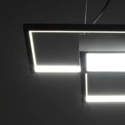 Square black lampadario led in metallo nero opaco filo regolabile 54x54 h8 cm