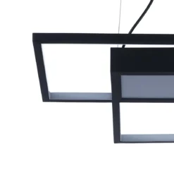 Square black lampadario led in metallo nero opaco filo regolabile 54x54 h8 cm