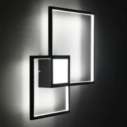 Square black plafoniera / applique led in metallo nero opaco 54x54 h8 cm