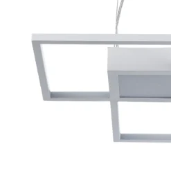Square white lampadario led in metallo bianco opaco con filo regolabile 54x54 h8 cm