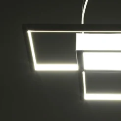 Square white lampadario led in metallo bianco opaco con filo regolabile 54x54 h8 cm