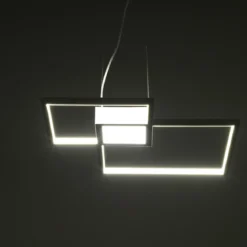 Square white lampadario led in metallo bianco opaco con filo regolabile 54x54 h8 cm