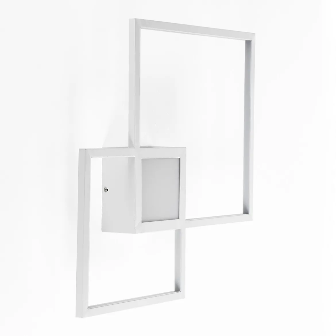 Square white plafoniera / applique led in metallo bianco opaco 54x54 h8 cm