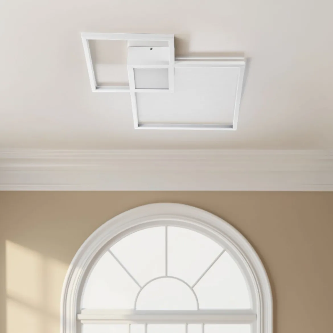 Square white plafoniera / applique led in metallo bianco opaco 54x54 h8 cm