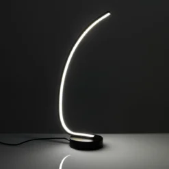 Stelo lampada da tavolo in alluminio verniciato nero opaco 15x28 h58 cm