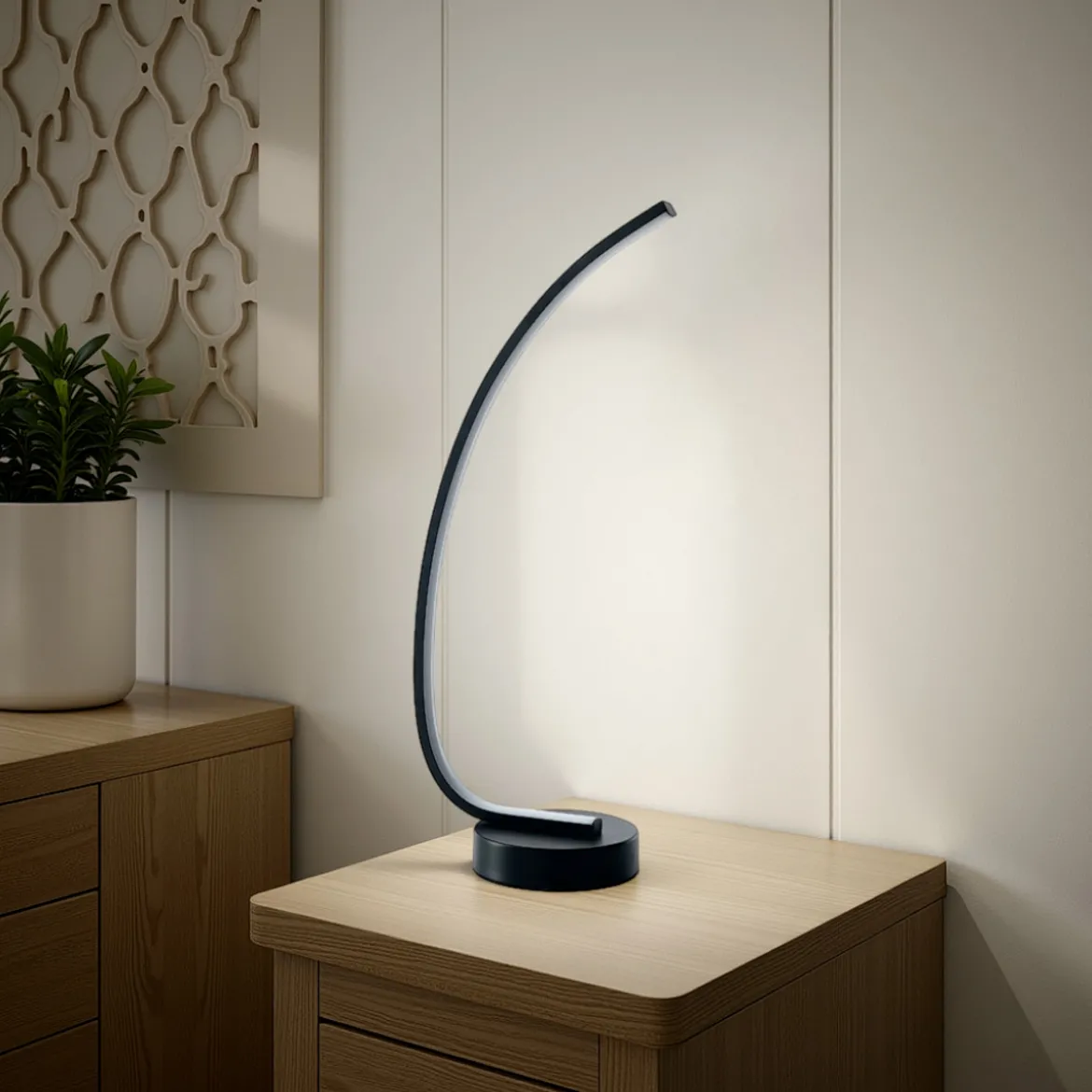 Stelo lampada da tavolo in alluminio verniciato nero opaco 15x28 h58 cm