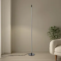 Stelo lampada da terra led in alluminio nero opaco d20 h150 cm