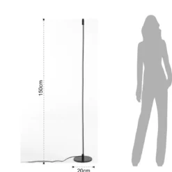 Stelo lampada da terra led in alluminio nero opaco d20 h150 cm