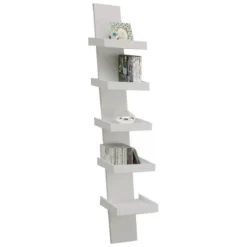 Step white libreria laccata bianco opaco 5 ripiani h155 l31 p35 cm