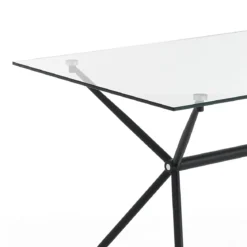 Stick Tavolo Scrivania in Vetro Temprato trasparente con base in Metallo Nero Opaco, 140 x 80 x h 76 cm