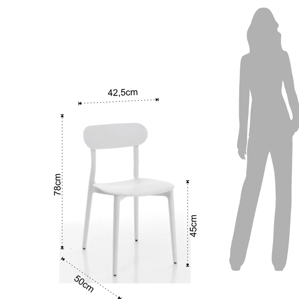 Stoccolma white sedia da interno esterno in polipropilene bianca opaco 42.5x50xh78 cm