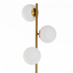 Street brass lampada da terra ottone in acciaio finitura ottone sfere in vetro bianco d30 h160 cm