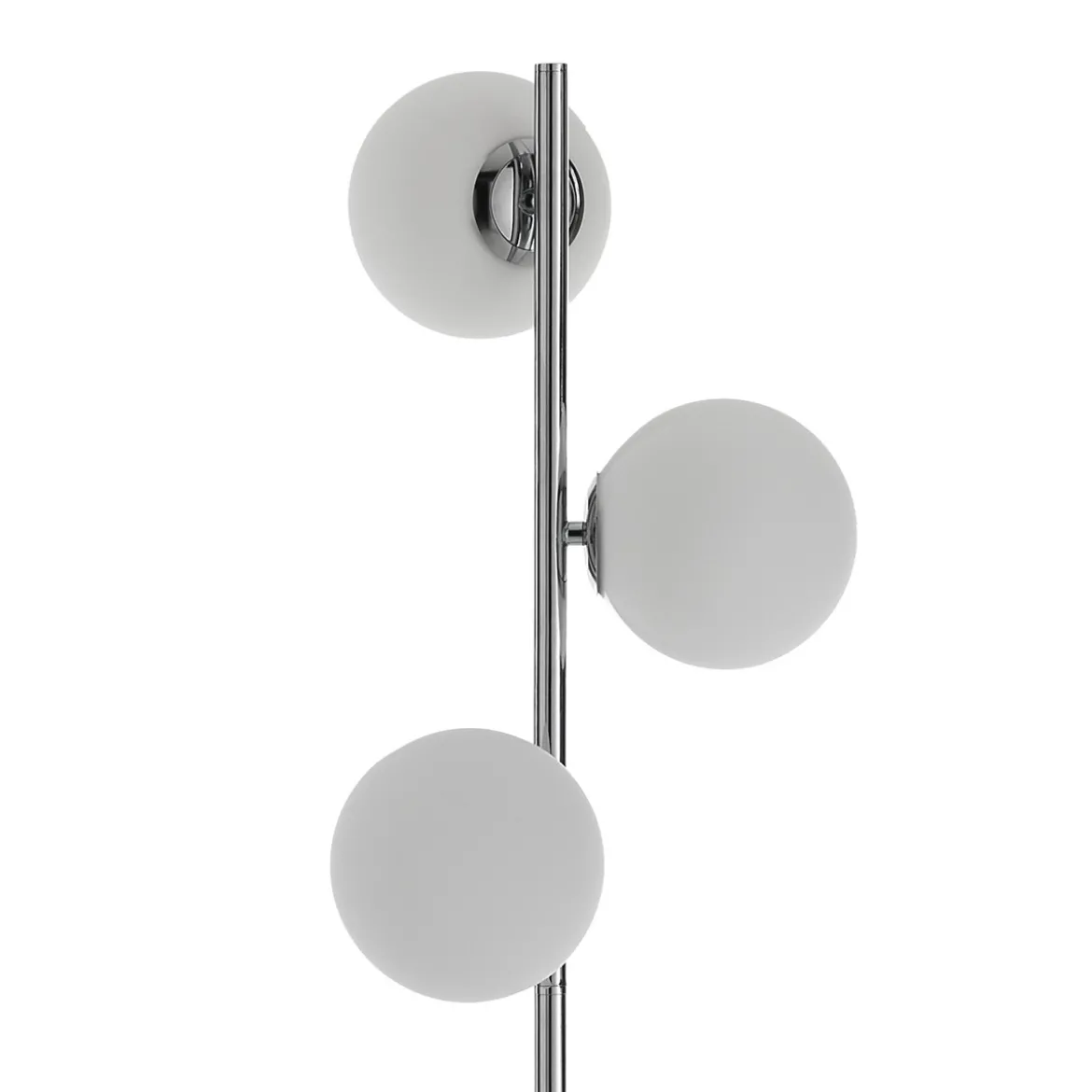 Street lampada da terra in acciaio cromato con sfere direzionabili in vetro bianco d30 h160 cm