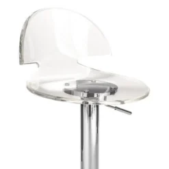 Susy sgabello bar regolabile in acrilico trasparente e metallo cromato 40x41xh56/76