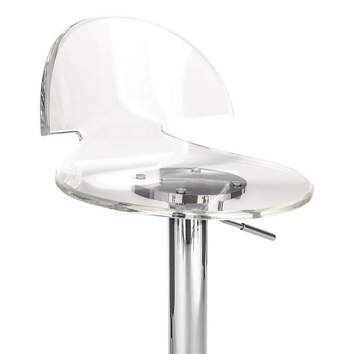 Susy sgabello bar regolabile in acrilico trasparente e metallo cromato 40x41xh56/76