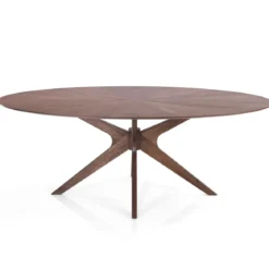 Tallin Tavolo in legno impiallacciato finitura Noce Scuro e gambe in legno massello 190x110 cm