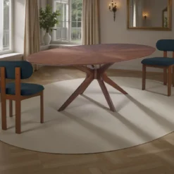 Tallin Tavolo in legno impiallacciato finitura Noce Scuro e gambe in legno massello 190x110 cm