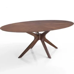 Tallin Tavolo in legno impiallacciato finitura Noce Scuro e gambe in legno massello 190x110 cm