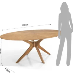 Tallin Tavolo in legno impiallacciato finitura Rovere e gambe in legno massello 190x110 cm