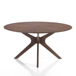 Tallin tavolo rotondo in legno chase impiallacciato finitura noce scuro e gambe in legno massello diametro 137 cm