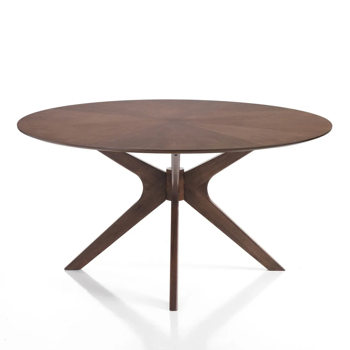 Tallin tavolo rotondo in legno chase impiallacciato finitura noce scuro e gambe in legno massello diametro 137 cm