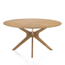 Tallin tavolo rotondo in legno chase impiallacciato finitura rovere e gambe in legno massello diametro 137 cm