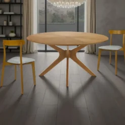 Tallin tavolo rotondo in legno chase impiallacciato finitura rovere e gambe in legno massello diametro 137 cm