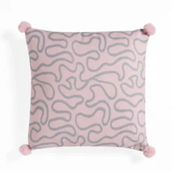 Tangle 2 cuscino colore grigio e rosa 100% cotone 45x45 cm