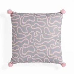 Tangle 2 cuscino colore grigio e rosa 100% cotone 45x45 cm