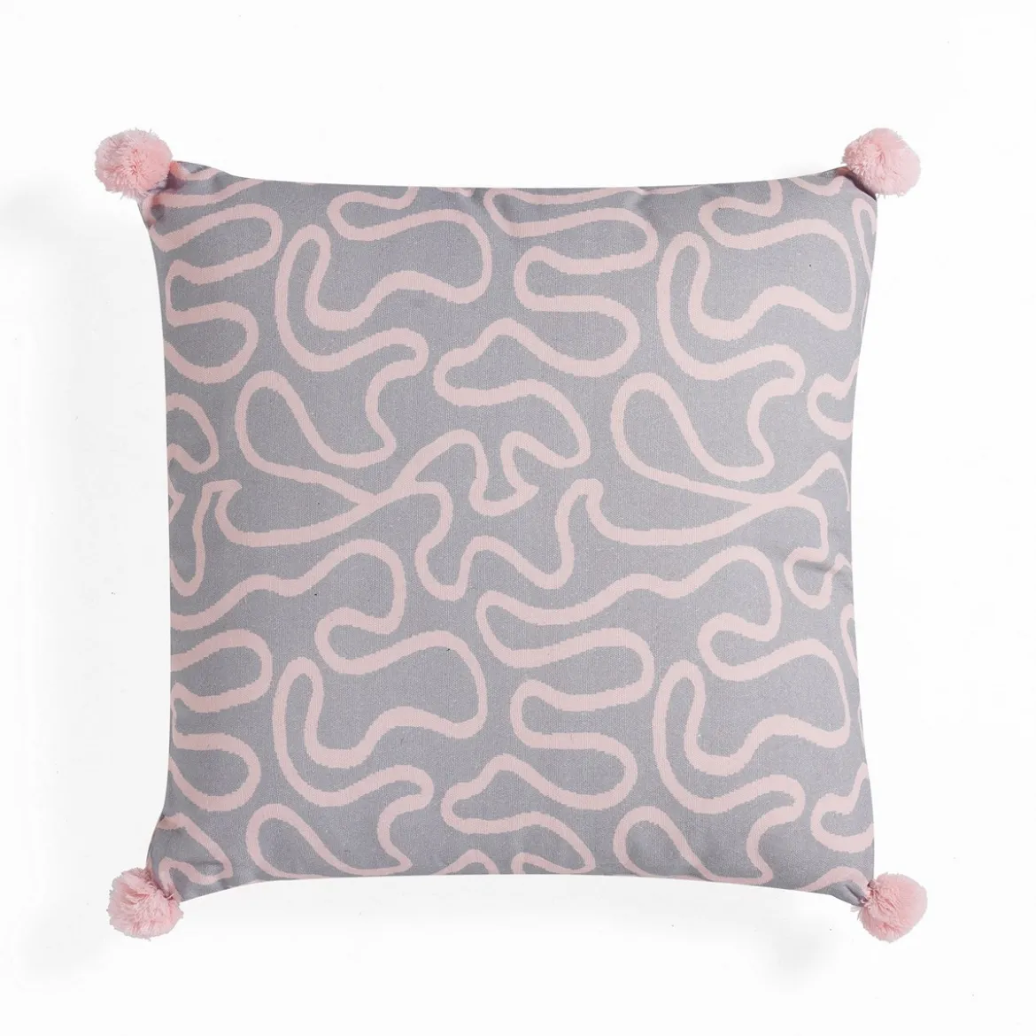 Tangle 2 cuscino colore grigio e rosa 100% cotone 45x45 cm