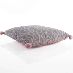 Tangle 2 cuscino colore grigio e rosa 100% cotone 45x45 cm
