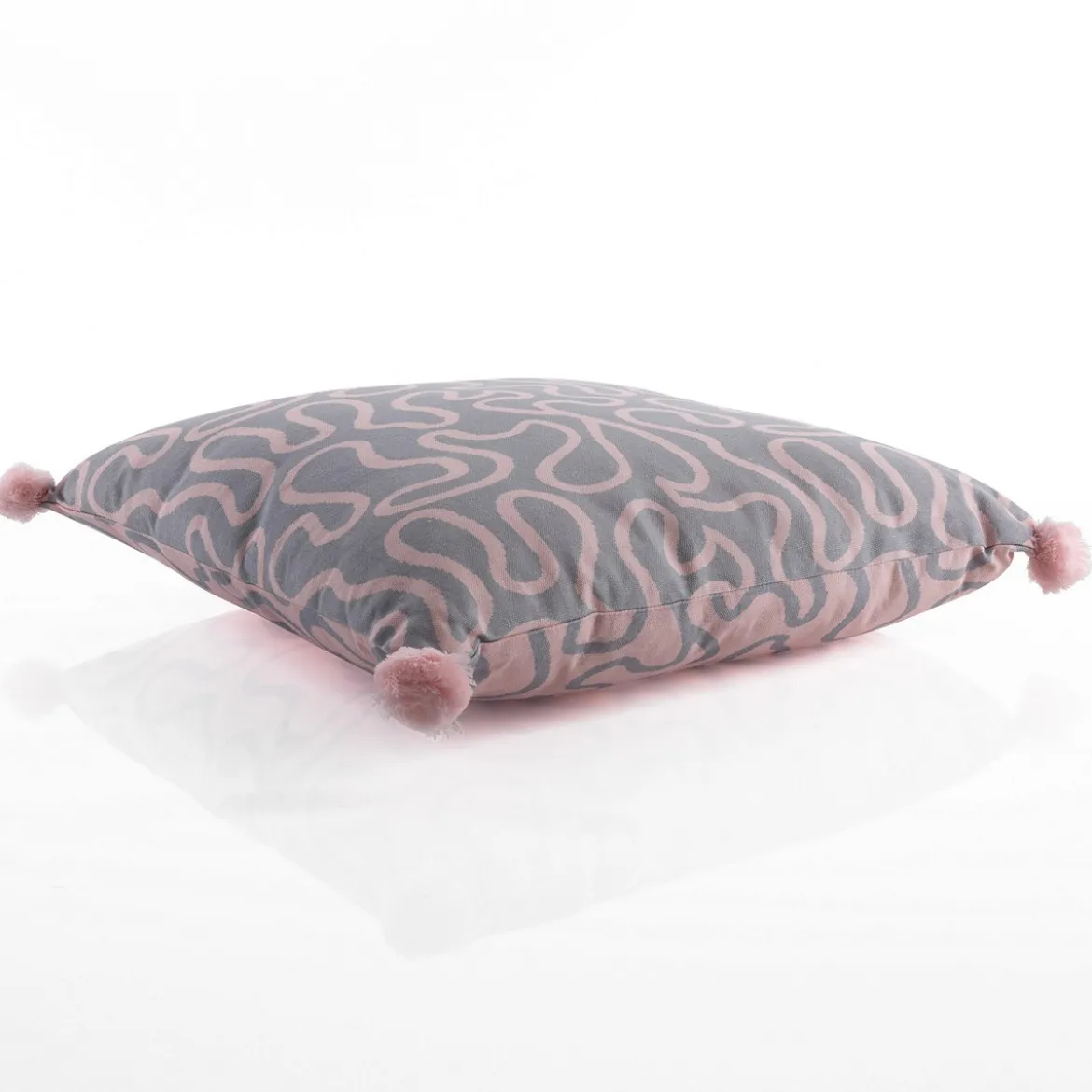 Tangle 2 cuscino colore grigio e rosa 100% cotone 45x45 cm