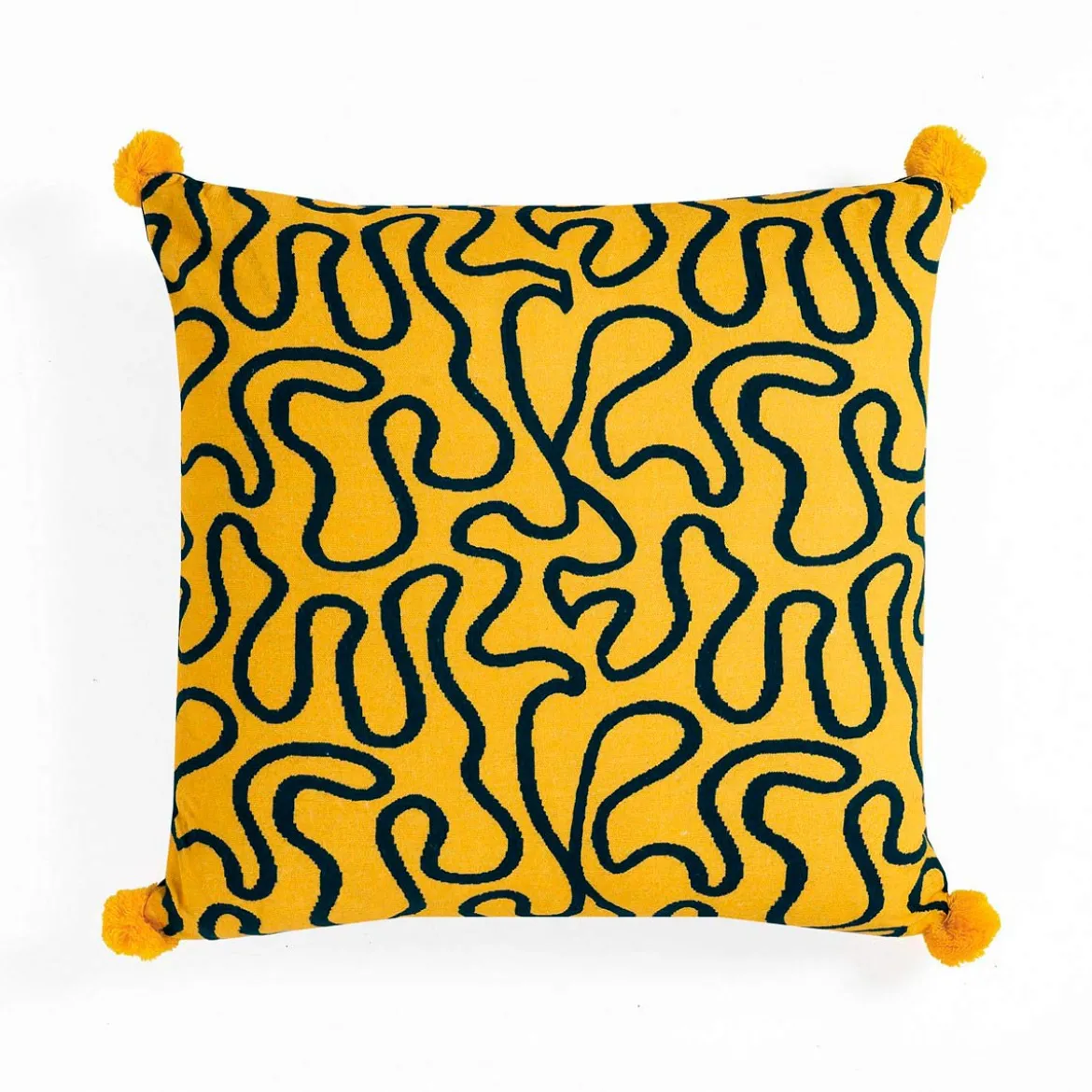 Tangle 4 cuscino 100% cotone colore giallo e blu cm 45x45