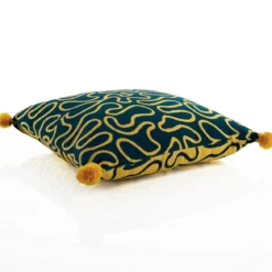 Tangle 4 cuscino 100% cotone colore giallo e blu cm 45x45