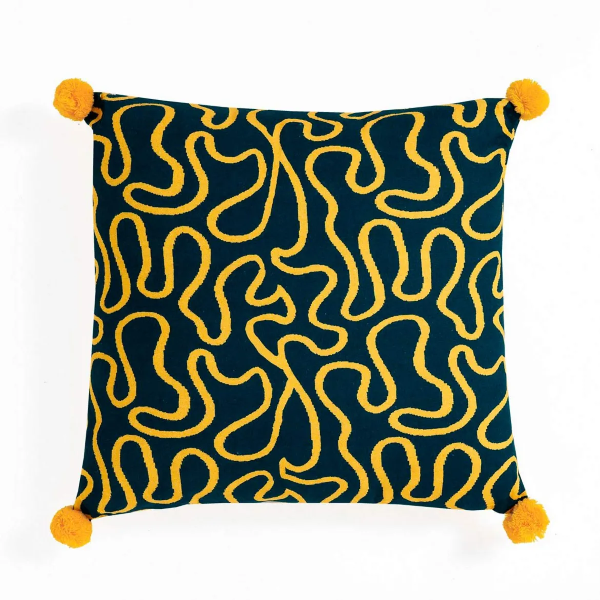 Tangle 4 cuscino 100% cotone colore giallo e blu cm 45x45