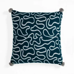 Tangle 3 cuscino rivestimento 100% cotone cm 45x45 colore grigio e blu