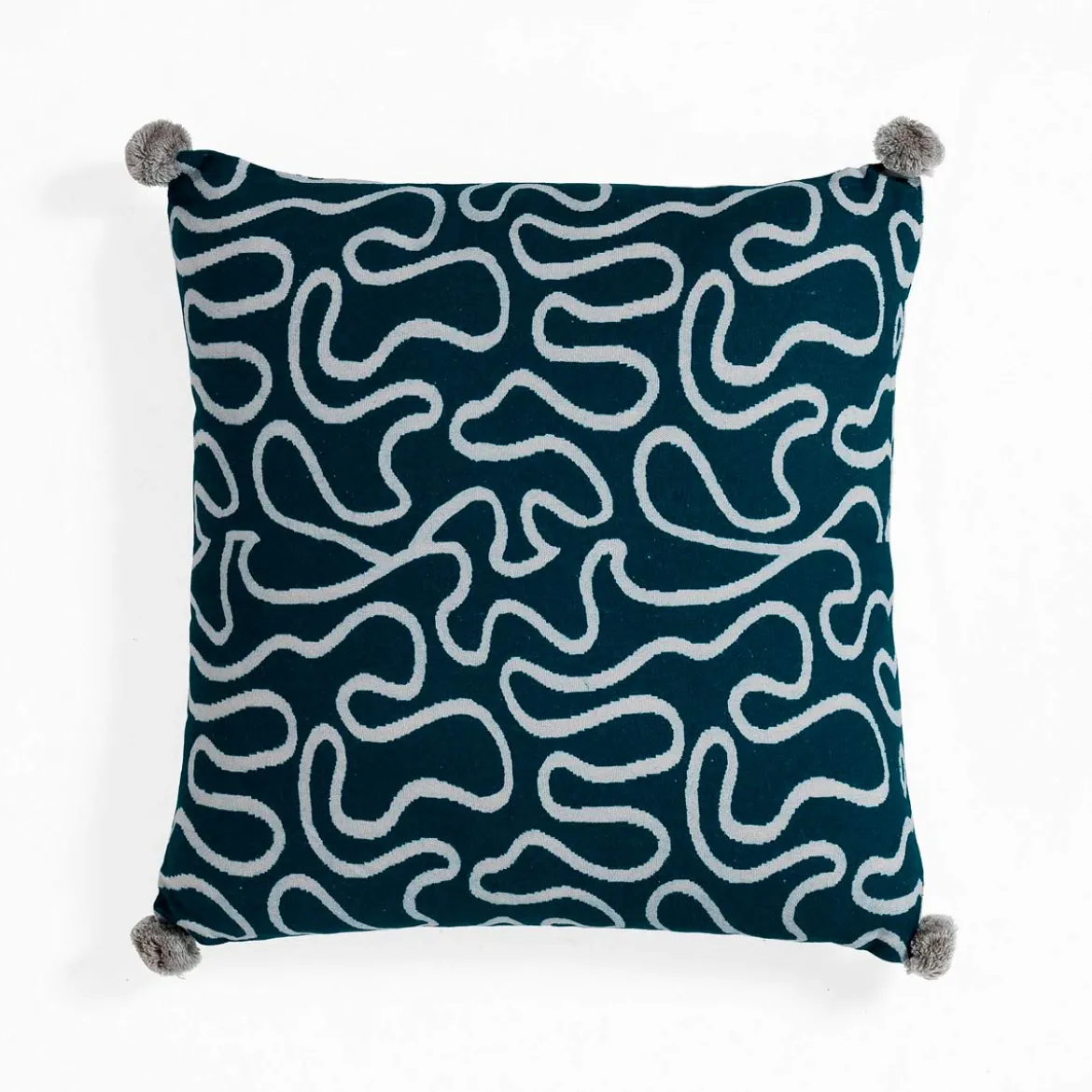 Tangle 3 cuscino rivestimento 100% cotone cm 45x45 colore grigio e blu