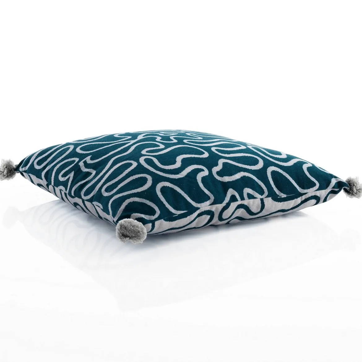 Tangle 3 cuscino rivestimento 100% cotone cm 45x45 colore grigio e blu