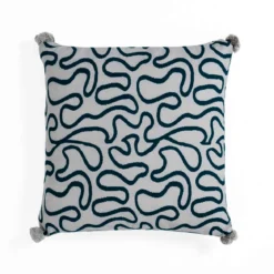 Tangle 3 cuscino rivestimento 100% cotone cm 45x45 colore grigio e blu