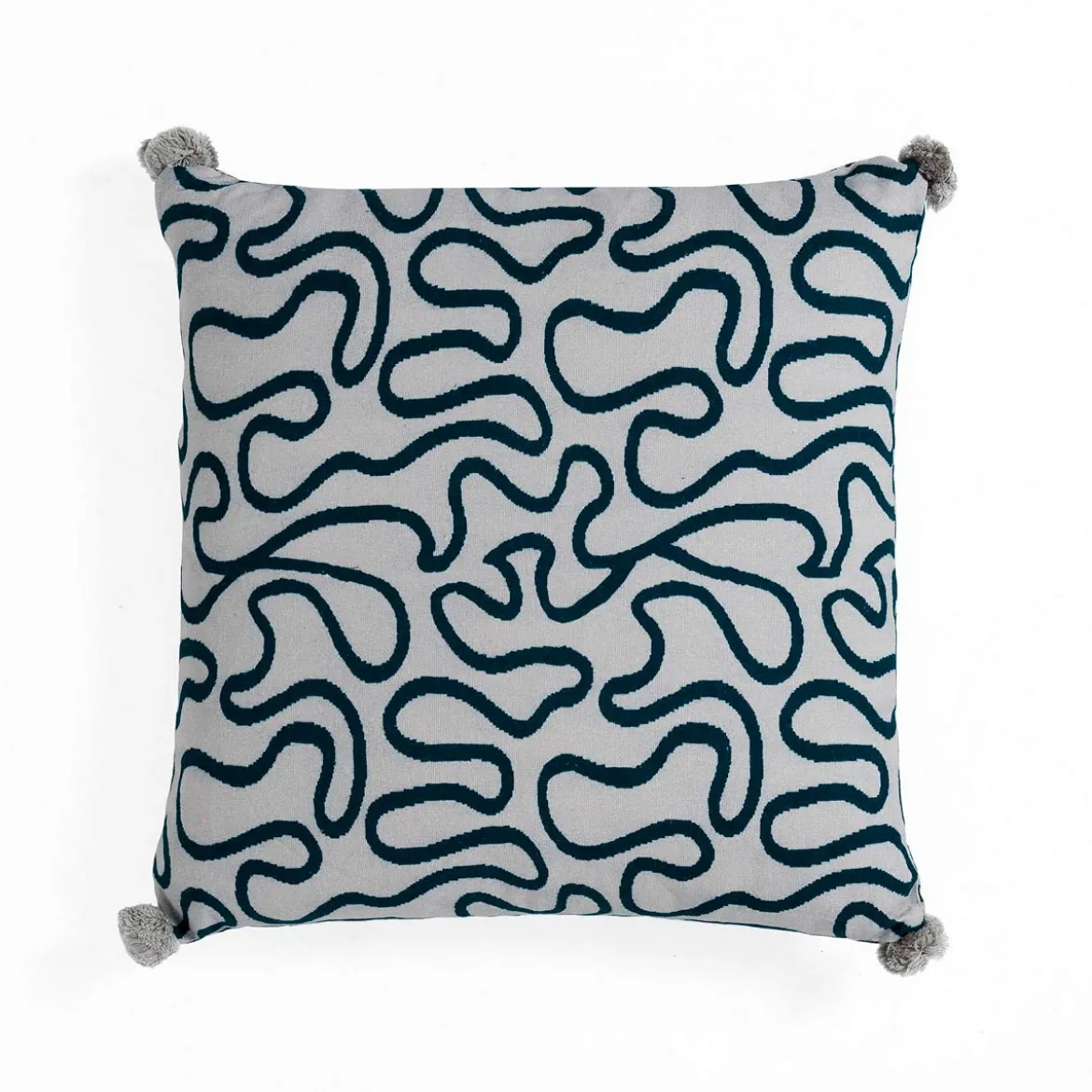 Tangle 3 cuscino rivestimento 100% cotone cm 45x45 colore grigio e blu