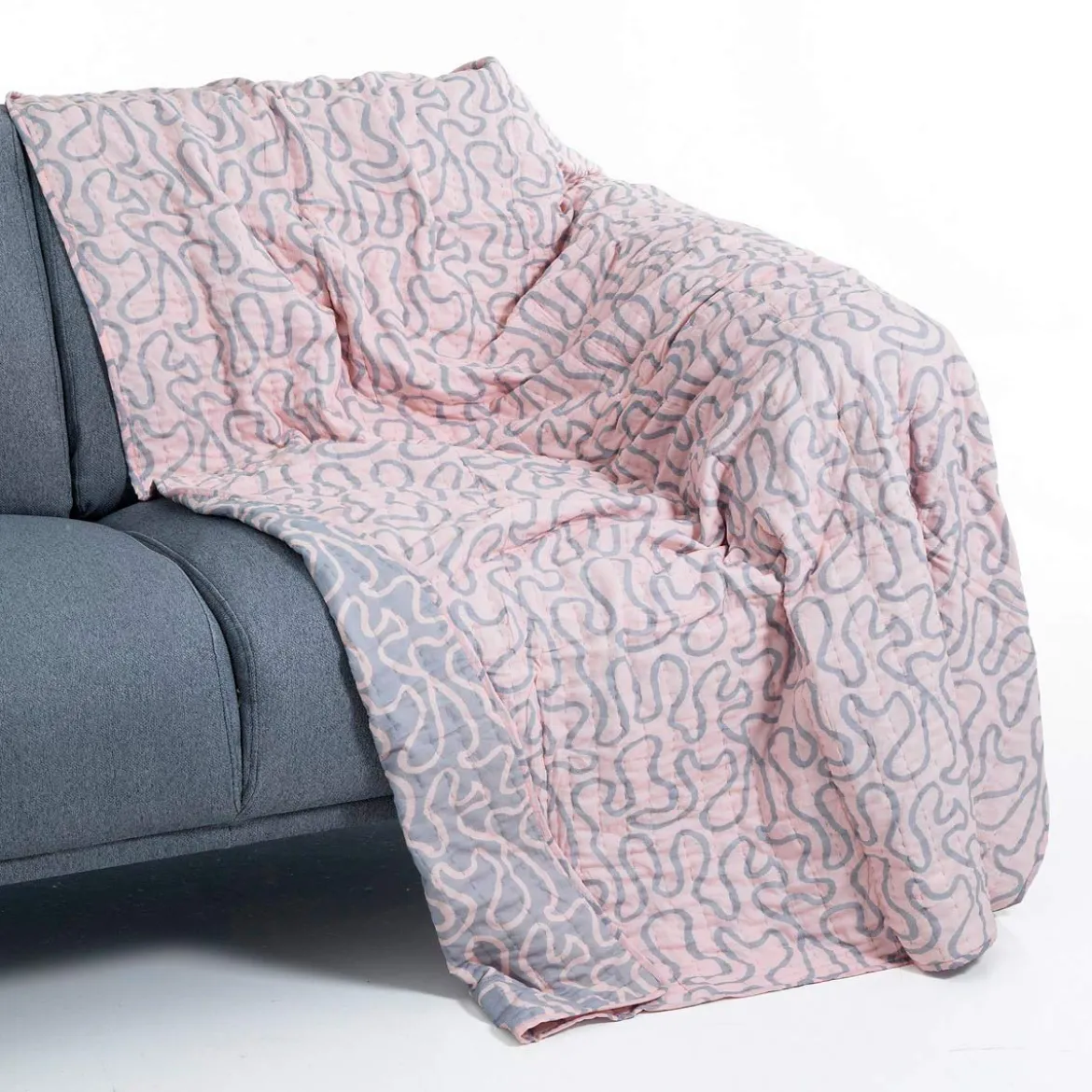 Tangle 2 plaid cotone colore grigio e rosa 100% cotone 135 x 190 cm