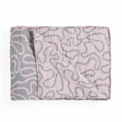 Tangle 2 plaid cotone colore grigio e rosa 100% cotone 135 x 190 cm
