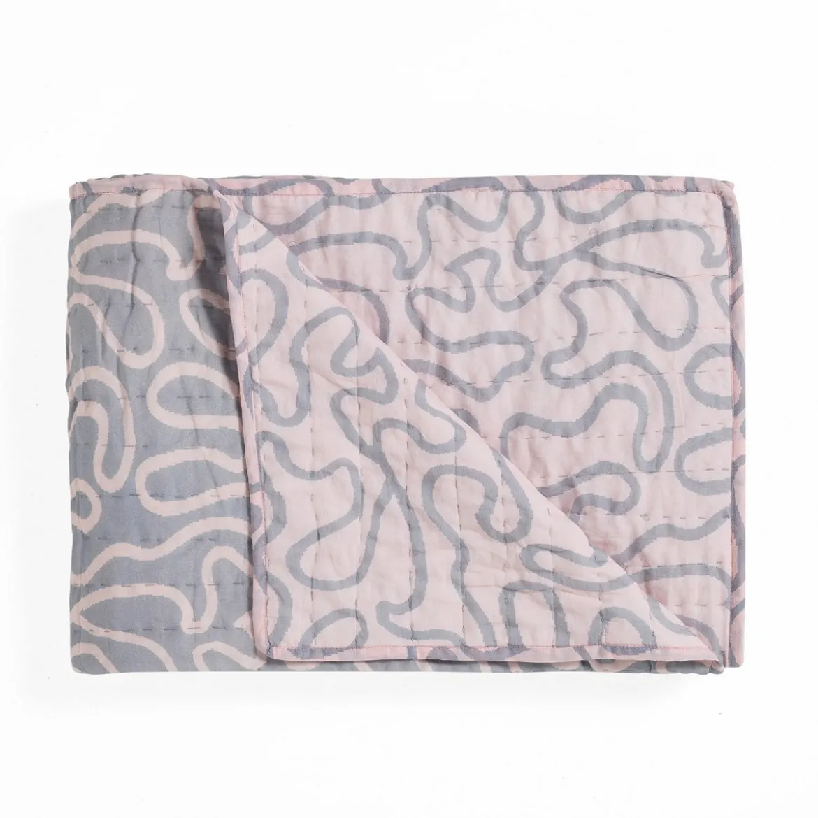 Tangle 2 plaid cotone colore grigio e rosa 100% cotone 135 x 190 cm