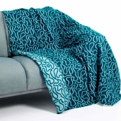 Tangle 3 plaid cotone 100% cotone colore grigio e blu cm 135 x 190