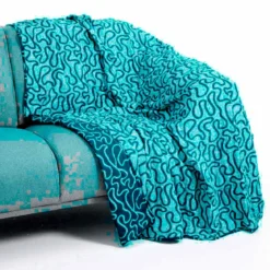 Tangle 3 plaid cotone 100% cotone colore grigio e blu cm 135 x 190