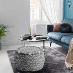 Tangle 1 pouf rotondo colore grigio cotone 100% d.45 x h.30 cm