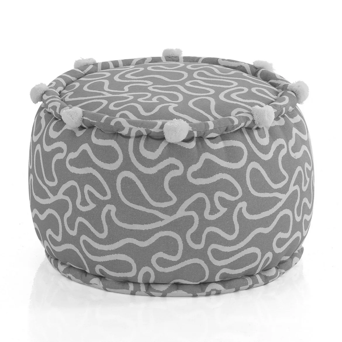 Tangle 1 pouf rotondo colore grigio cotone 100% d.45 x h.30 cm
