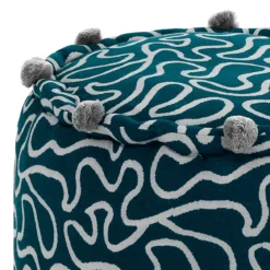 Tangle 3 pouf rotondo cotone 100% colore grigio e blu cm d45 h30