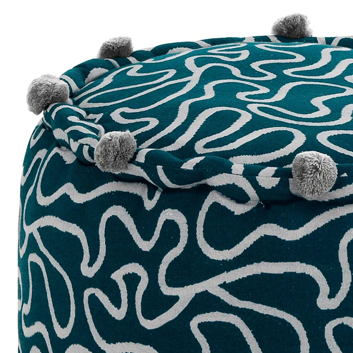 Tangle 3 pouf rotondo cotone 100% colore grigio e blu cm d45 h30