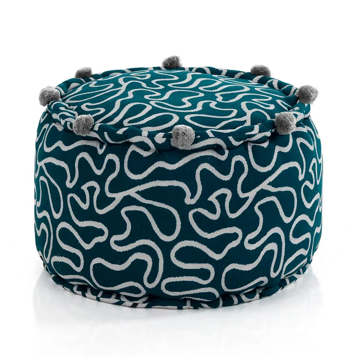 Tangle 3 pouf rotondo cotone 100% colore grigio e blu cm d45 h30